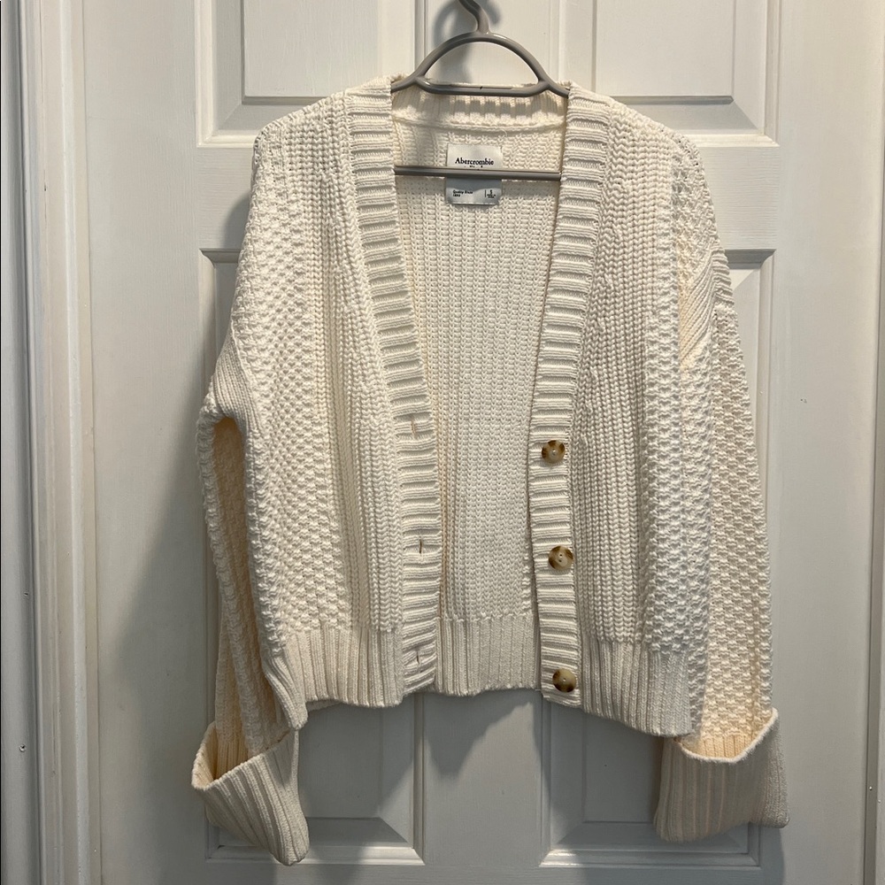 Cream Knit Cardigan with Button Details